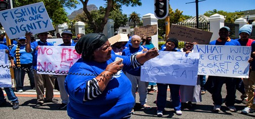 People protesting in the street.