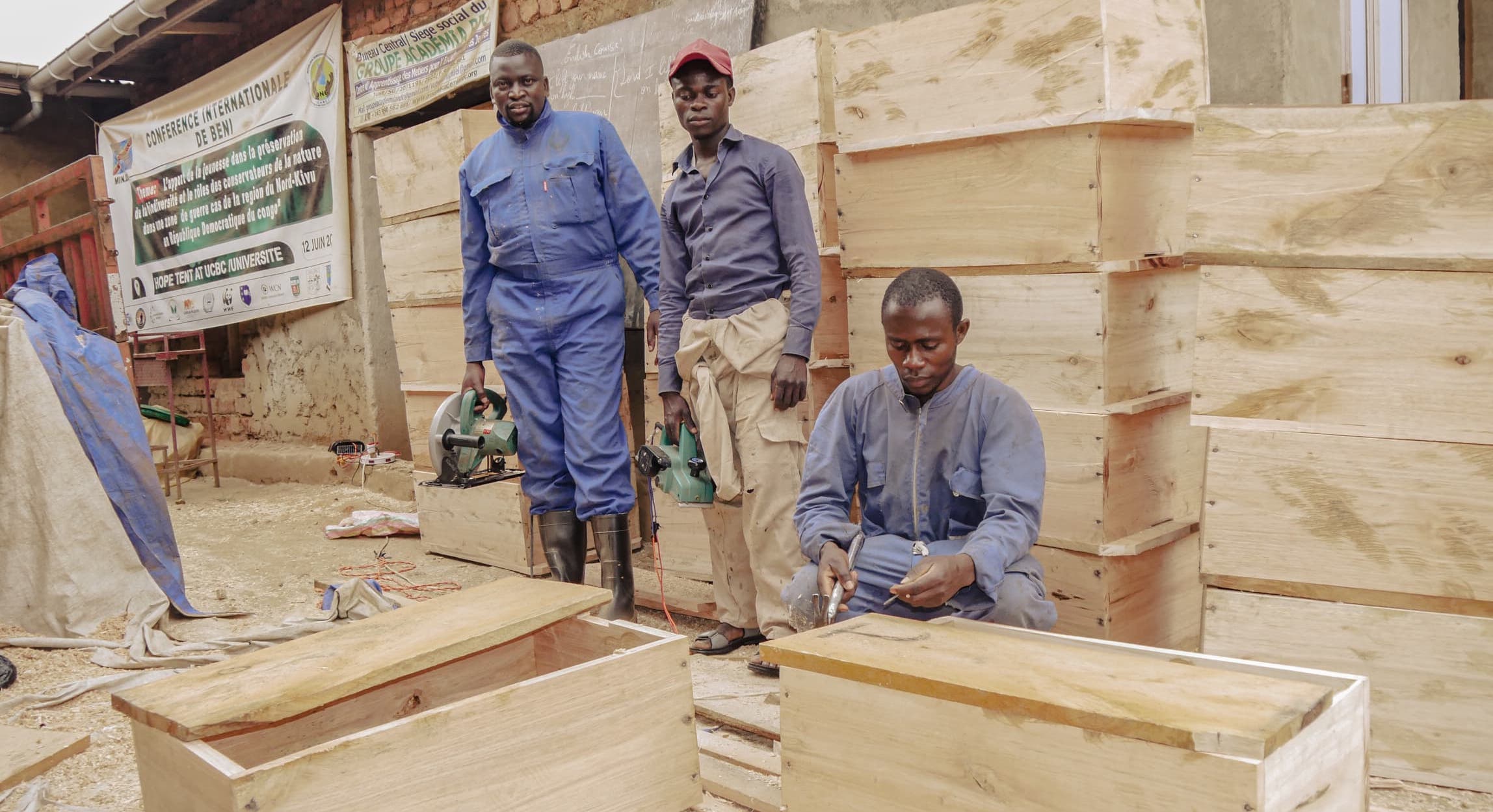 Carpenters with new hives.
